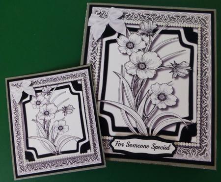 Beautiful Monochrome Card with White Flowers by Donna Ritchie