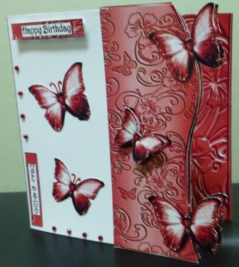Butterfly Fold Back Card - Bright Red by Donna Ritchie