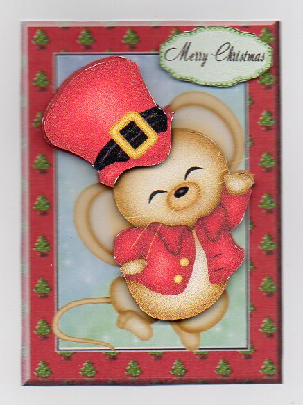 Cute Christmas Mouse in Red by Donna Ritchie