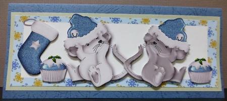 Cute Little Christmas Mice with Stockings Dl by Donna Ritchie