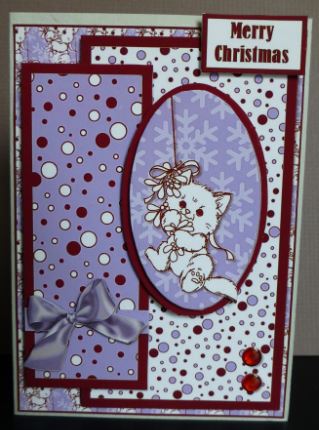 Oval Sketch Card - Christmas Kitten by Donna Ritchie