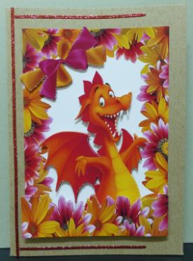 Cute Little Orange Dragon in Flower Frame by Donna Ritchie