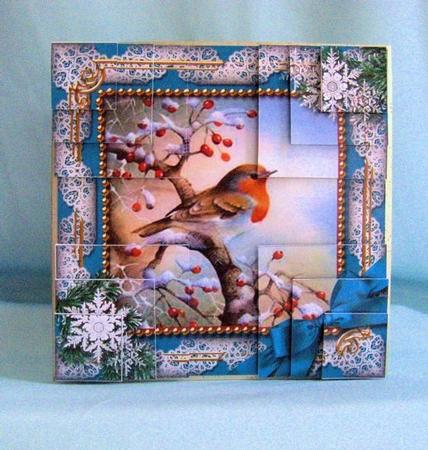 Robin 1 Snow All 4 Corner Stacker Card Front by Donna Ratcliff