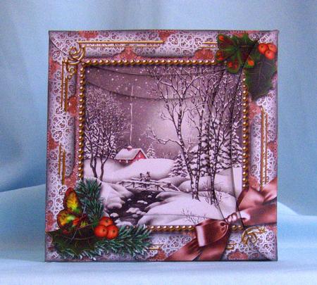 Winter Walk Holly Square Spiral Rounded Edge Stacker by Donna Ratcliff