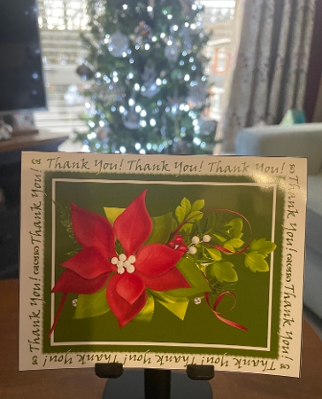 Christmas Thank You Holiday Cut and Fold Quick Card Poinsettia by Doreen Bell