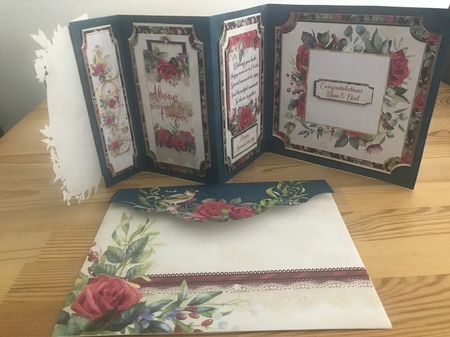Anniversary Rose Accordion Card, Envelope & Bookmark Kit. by Doreen Bell