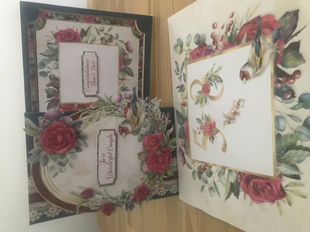 Anniversary Rose Accordion Card, Envelope & Bookmark Kit. by Doreen Bell