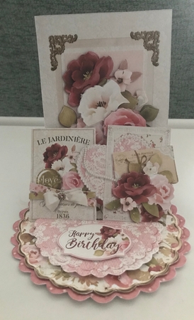Vintage Rose 4 Triple Easel Card and Envelope Kit.  by Doreen Bell