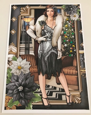 Art Deco Lady Lily Christmas 4 Sheet mini Kit Black by Doreen Bell