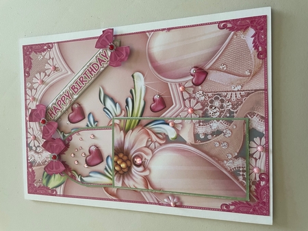 Floral many hearts pink Get Well Soon bookmark card sheet by Doreen Bell
