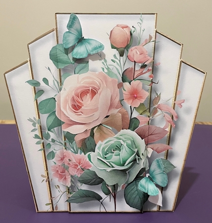 7x7 Art Deco Watercolour Bouquet - Mint & Soft Pink by Doreen Bell