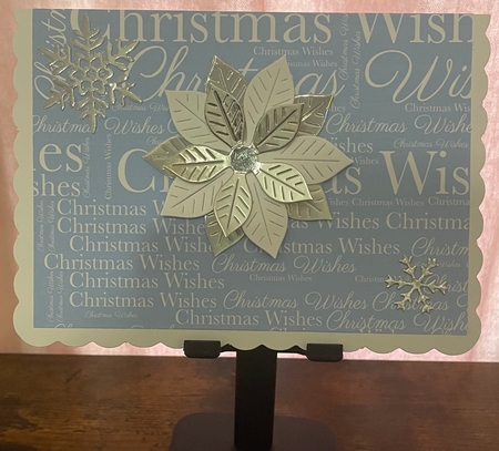 Christmas Wishes Word Backing Paper on Medium Blue Background by Doreen Bell