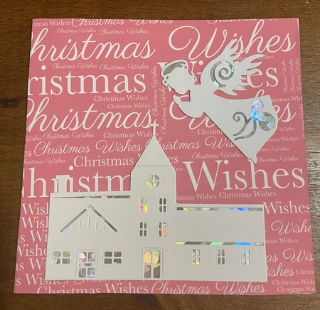 Christmas Wishes Word Backing Paper on Pink Background by Doreen Bell