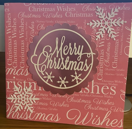 Christmas Wishes Word Backing Paper on Pink Background by Doreen Bell