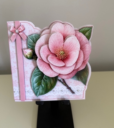 Pink Camellia Shaped Decoupage Card with Envelope and Various Sentiments Featured Gallery Photo