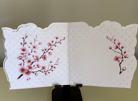 Pink Camellia Shaped Decoupage Card with Envelope and Various Sentiments by Doreen Bell