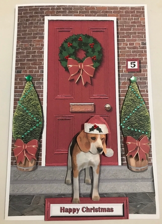 Christmas Door with Beagle by Doreen Bell