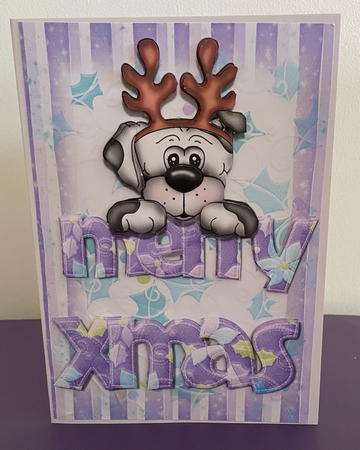 Excited for Christmas Card Front with Decoupage by Doreen Bell
