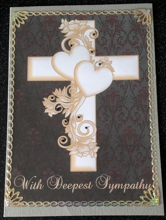 With Deepest Sympathy Cream Cross Quick Card with Insert by Doreen Bell