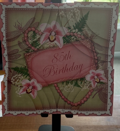 Pink Orchid Olive 85th Birthday 8in Round Corner Stacker Kit by Doreen Bell