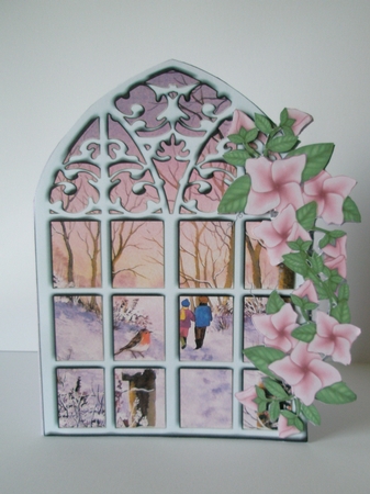Over the Edge Arch Window Walking in the Snow by Doreen Bell