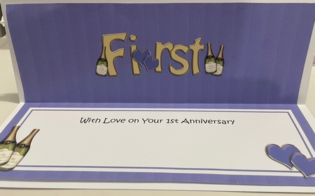 1st Anniversary Large Dl Quick Card N 3D Decoupage by Doreen Bell