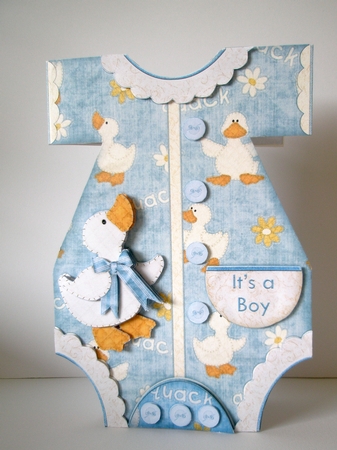 Baby Boy Romper Suit Shaped Card Mini Kit by Doreen Bell