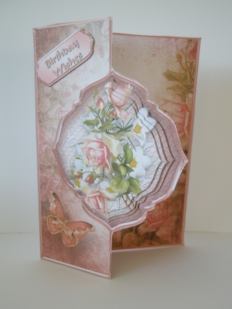 Peach Roses Offset Fold Card Mini Kit by Doreen Bell