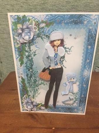 Fashionista! Christmas Walk Card Front and Decoupage by Doreen Bell