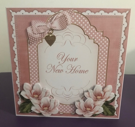 Pink Magnolia New Home Fancy 7in Decoupage Topper by Doreen Bell