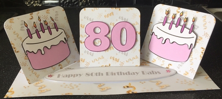 Birthday Celebrations Any Age Triple Easel Card by Doreen Bell