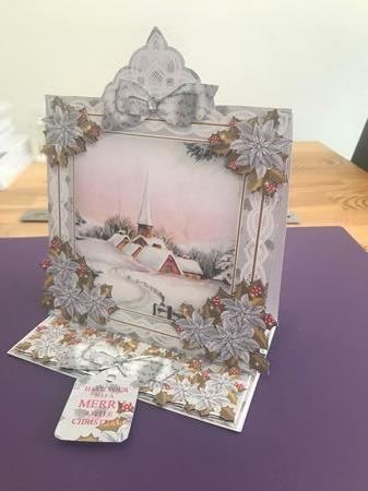 Snow Village Lace Top Easel Card & Envelope Kit by Doreen Bell