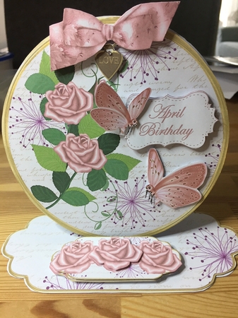 Pink Rose April Birthday Circle Easel Card Mini Kit by Doreen Bell