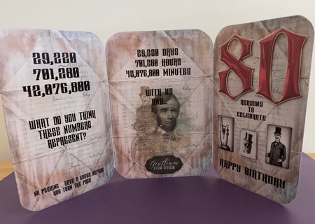 BIG NUMBERS CONCERTINA  MALE BIRTHDAY MATCHING BACKS by Doreen Bell