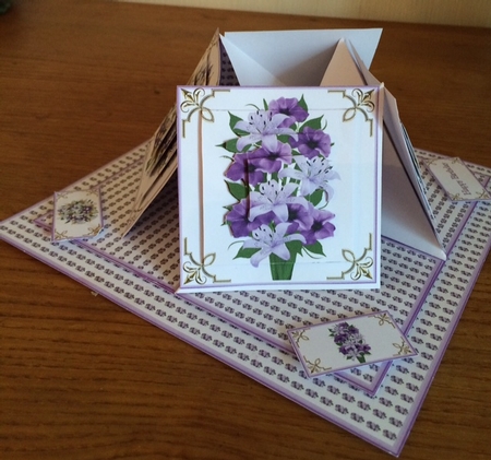 Lily quad easel card (Lilac). by Doreen Bell