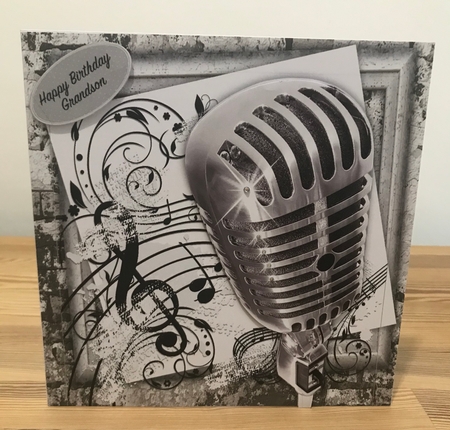 Silver Microphone With Music Notes 8x8 by Doreen Bell