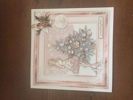 ROSE GOLD CHRISTMAS TREE & LADY 7.5 Decoupage & Insert Mini Kit by Doreen Bell