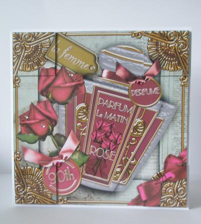 Rose Perfume 90th Birthday 8in Picture Topper by Doreen Bell