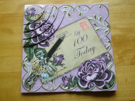 Purple Rose 100 Today 6in Duo Corner Stacker by Doreen Bell