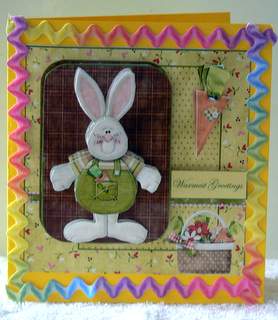 Carrot Bunny Rabbit Card Front with a Topper by Dorothy Manchester