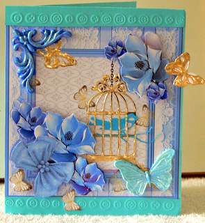Purple and Aqua Waterlillies and Bows by Dorothy Manchester