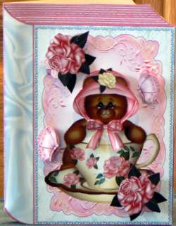 Teddy in a Teacup with Roses, Folded Book by Dorothy Manchester