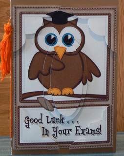 A5 Wise Owl Exam Good Luck Felties Scallop Corner N Pyramage by Dorothy Manchester