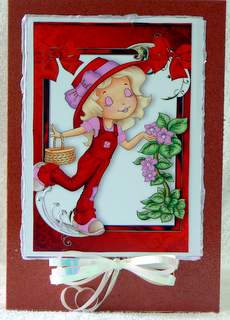 Little Girl with Flowers and Bows A4 by Dorothy Manchester
