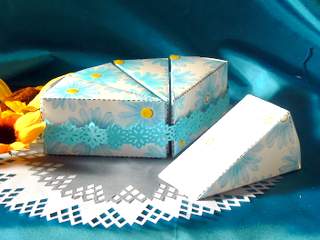 Blue Gerberas Cake Slice Gift Box by Dorothy Manchester