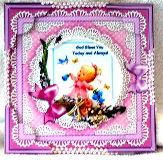 8 x 8 Bluebells Scalloped Corner Topper by Dorothy Manchester