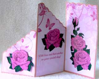 Pink Rose Scallop Cascade Card by Dorothy Manchester