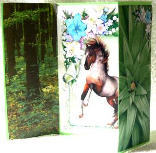 Beautiful Horse in Flower Frame Leaf Gatefold Doors by Dorothy Manchester