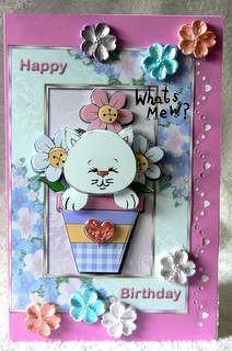 Kitten in Flowerpot Birthday Card Front by Dorothy Manchester
