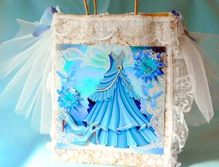 Blue Party Dress and Shoes in Lace with Flowers 8x8 by Dorothy Manchester